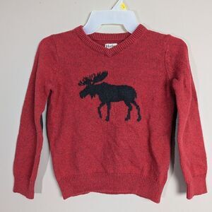 Hatley Moose sweater v-neck for kids red and black size 6